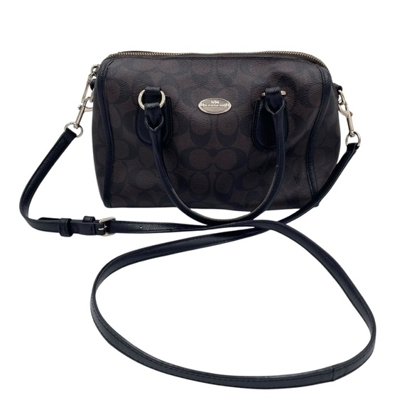 Coach Mini Bennett Satchel Bag Purse Signature Coated Canvas Leather Crossbody - Picture 1 of 13